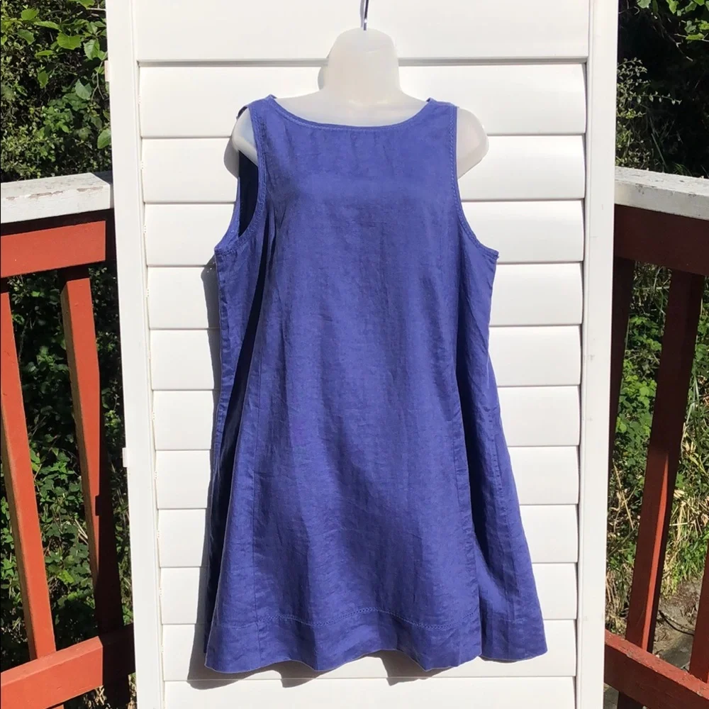 NWT Love Linen J. Jill Blue Sleeveless Casual Dress - Picture 4 of 15